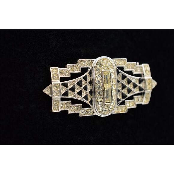 Givenchy Vintage Crystal Pin Brooch Deco Rhinestone Enamel Runway Signed BinF - Picture 4 of 11